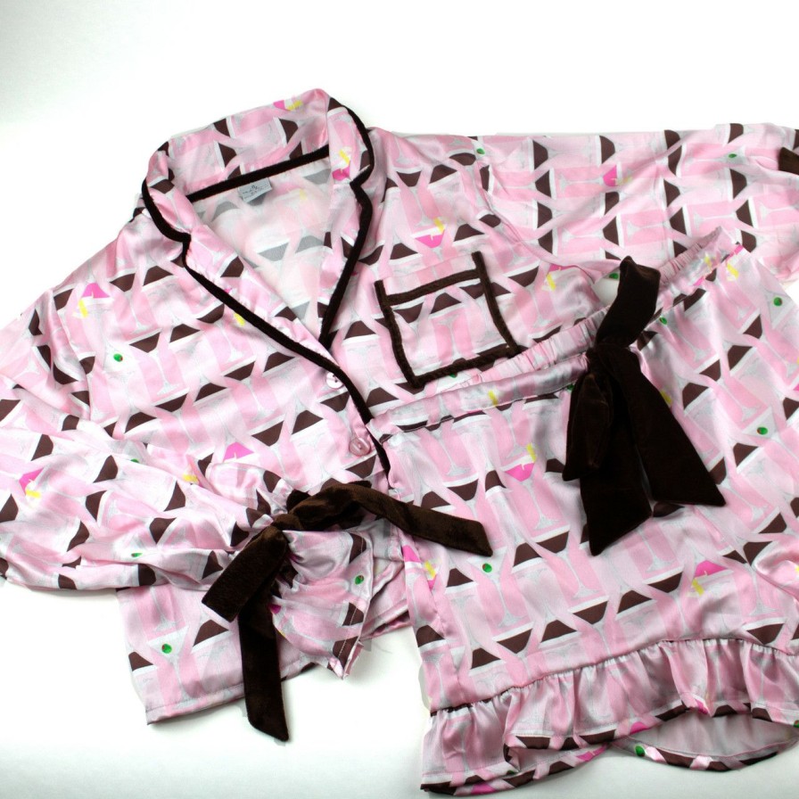 Apparel & Sleepwear 8 Oak Lane  | Pink Martini Luxe Satin Short Pj Set